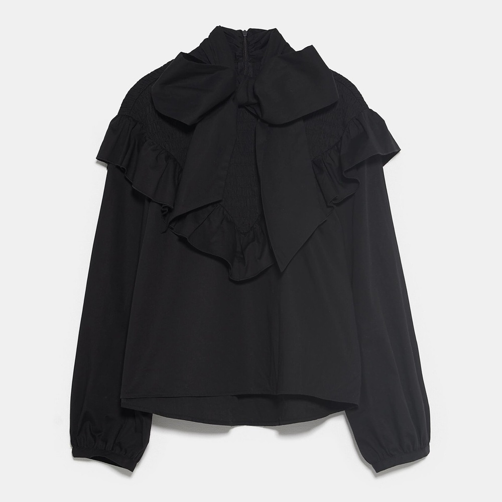 Zara Poplin Blouse with Tie - Picture 6 of 6